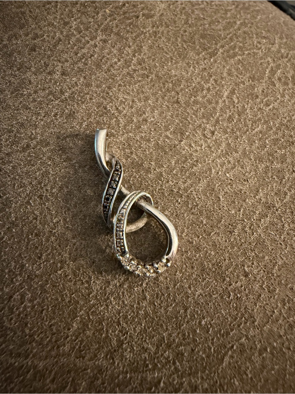 Silver925  Infinity Loop Pendant with Clear and black Diamonds Kay jewelers